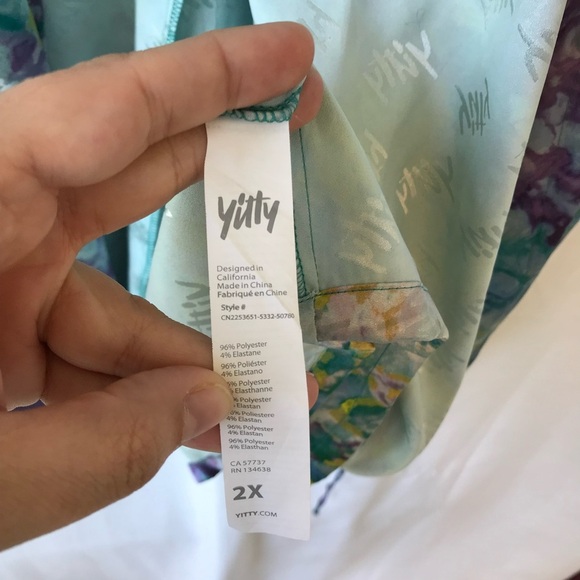 Yitty Sattin Pretty Mini Robe in Deep Sea Watercolor Size 2x - Picture 8 of 13